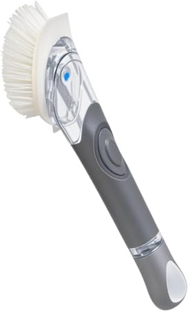 CELOX Dish Brush with Soap Dispenser for Cleaning Pots, Dishes, Bowls, Gray