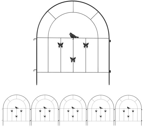 Outsunny Lot de 5 clôtures décoratives en acier pour jardin, terrasse, patio, pelouse, 300 x 70 cm, noir