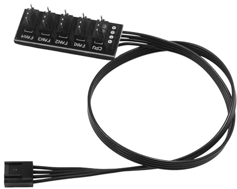3-Pin PWM Fan Hub, PC CPU Cooling Extension Cable Hub Splitter Adapter for 12V Desktop Computer Cooler Fans 1 to 5 Way
