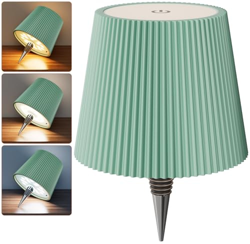 Nulmvic Lampada per Bottiglia LED Ricaricabile - 5200mAh Lampada da Tavolo Senza Fili Dimmerabile 3 Colori - IP54 Impermeabile Comando a Tocco per Interno Esterno Famiglia Ristorante Bar (Verde)