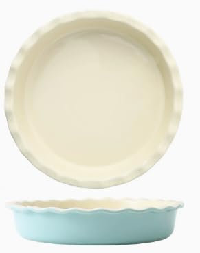 CHXAOM Ceramic Quiche Dish - 25.5cm (10 Inch) Oven Safe Pie Dish for Baking Quiche, Pie, Pizza | Microwave & Dishwasher Safe, Non-Stick Surface