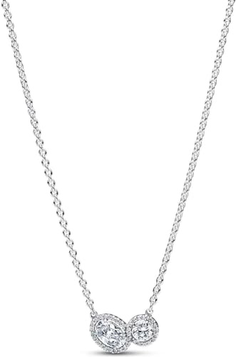 Pandora-45 Damen-Halskette Umarmender Heiligenschein Silber