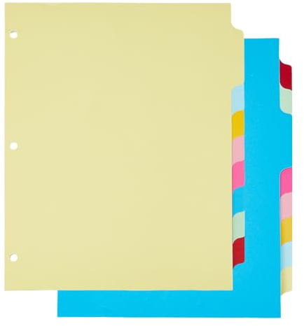 SUPERFINDINGS 16 fogli A4, 3 divisori per anelli, 8 divisori per linguette, 3 linguette, multicolore per raccoglitori A4, 3 pagine di indice ad anelli per quaderno, 28 x 23 cm