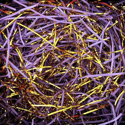 LaresDay 150 g di carta triturata per scatole regalo, decorazioni e criceti per feste, imbottitura ecologica in carta riciclata, versatile come lettiera per imballaggi, riempimento regalo (viola)