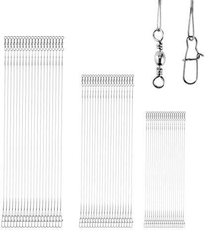 9Tong Líder de Pesca de Acero para Agua Salada y Agua Dulce Aparejos de Cebo Línea de líderes de Alambre Fortaleza Líderes de Pesca de Acero Inoxidable Pesado Níquel Blanco 60pcs