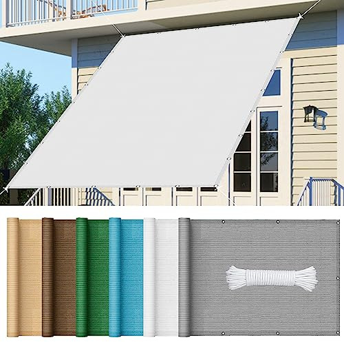 Tenda parasole rettangolare, 5 x 8,5 m, 95% protezione UV, HDPE, per esterni, per cortile, piscina, prato e patio, soluzione resistente all'ombra bianca