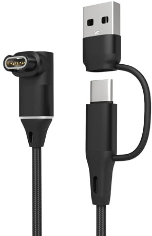 Yaekea USB C/A Charger Cable Compatible with Garmin Forerunner 55 165 265 970 255,Vivoactive 5 6,Venu 3 Sq2, Instinct 3 2,Fenix 8 7 6 5, Approach S44 L-Shaped Braided