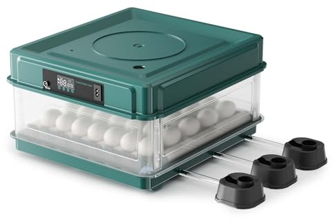 Fudajo Vollautomatischer Flächenbrüter für 30 Eier, Inkubator 40 W mit Wendesystem, Brutautomat mit Temperatursteuerung und Feuchtigskeitsregulierung, Brutkasten zum Eier ausbrüten
