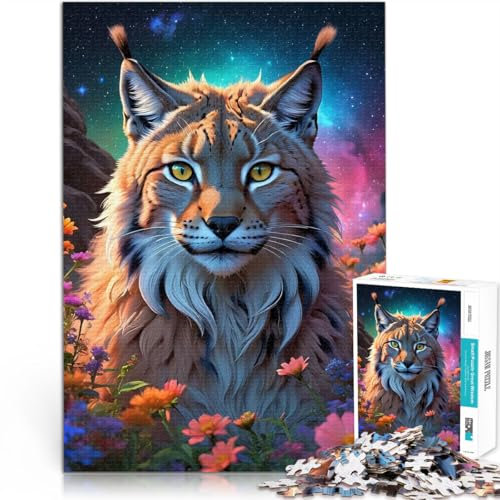 Quizspiel Luchs in den Blumen 1000-Teile-Puzzle für Teenager 26x38cm Wanddekoration Einzigartige Geburtstags ab 14 Jahren