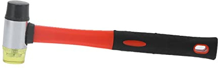 ZJchao Rubber Mallet for Flooring Installation Double-Sided Rubber Head 40mm Diameter Heavy Hammer with Non-Slip Grip Fiberglass Handle for Leather Crafts Jewelry Home Use
