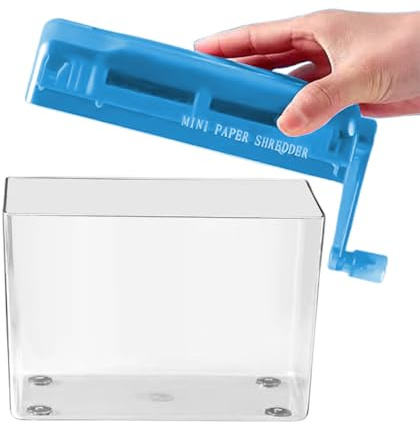 Papiervernichter | Kompakter manueller Aktenvernichter 18x13x8 cm Tragbarer Mini-Dokumentenschredder | Manueller Schredder für Bürotische, Leicht, A6-Format | Für Papier, Quittungen, Rechnungen | Büro