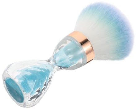 BATHVEVE Soft Blue Nail Dust Brush for Acrylic Nails Large Head Curved Shape with Soft Bristles and Powder Removal Tool and Makeup