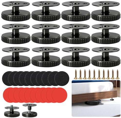 SPOKKI 12 Pcs Adjustable Furniture Feet, 33-40mm Adjustable Feet for Furniture, Screwed or Self-Adhesive Adjustable Furniture Legs, Adjustable Feet for Cabinet, Chair, Table, Sofa(Black)