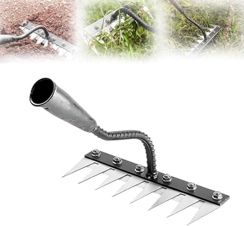 Garten Rechen, 2026 Garden Harke Unkrauthacke, zum Lockern von Boden und Nivellieren von Rasen,Laubbesen,Rasenrechen, Heurechen für Rasen und Blätter (8 Dents)