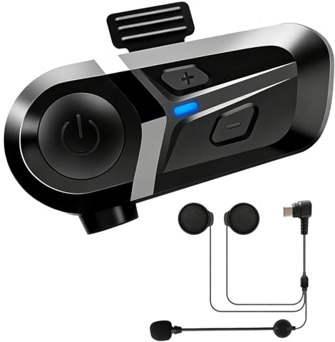 Lumoryx Auriculares Casco Moto Bluetooth 5.3 con Intercomunicador | IP67 Soporte para Asistente de Voz, Doble cancelación de Ruido, Manos Libres Moto con Altavoces HiFi 40mm, para Música y GPS