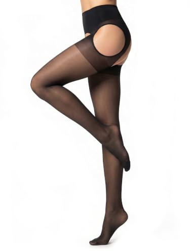 GLAMORY Collant jarretière Plaisir Ouvert 20 Noir M