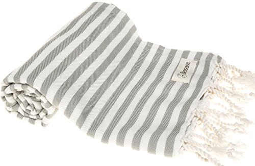 Bersuse 100% Cotton Malibu Turkish Towel - 37x70 Inches, Silver Gray