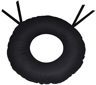Obbocare Cojín Antiescaras Redondo con Agujero. Cojín Anatómico de Fibra Siliconada en Forma Donut con Funda Transpirable. Cojín Postural Negro para Prevención de Úlceras. 41x41x11CM