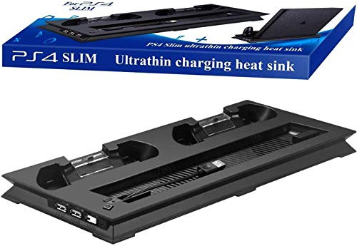OUTLETISSIMO® BASE VERTICALE VERTICAL STAND PS4 SLIM RICARICA CONTROLLER VENTOLA PLAYSTATION 4 in 1