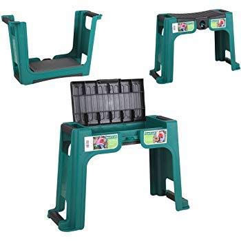 URBANESSENTIALS Garden Kneeler Seat with Handles - Lightweight Multipurpose Garden Tool - Garden Stool, Kneeling Pad, Storage Stool Seat - Green
