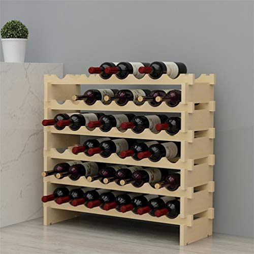 sogesfurniture Range Bouteille Vin Étagère à Bouteille en Bois Porte-Bouteilles Casier à Bouteilles Casier à Vin Range Bouteille avec 6 Étagères pour 48 Bouteilles de vin, 90x30x81cm