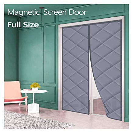 Flei Vorhang insektenschutz Magnet 120x225cm, Wärmeschutzvorhang Magnet Türvorhang, Auto Schließen, magnetische Adsorption, Geräuschisolierung Wasserdicht Winddicht, für Türen/Patio - Grau