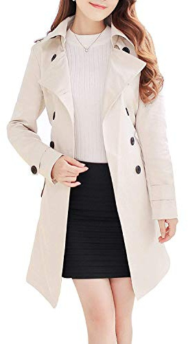 NANJUN Women's Double Breasted Trench Coat Overcoat (beige 12)