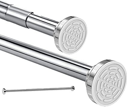 Shower Curtain Rod extendable(50-130cm), Non-Slip, Never Rust, Tension Curtain Rod, No Drilling,304 Stainless Steel, Never Collapse,for Bathroom,Kitchen, Garderobe