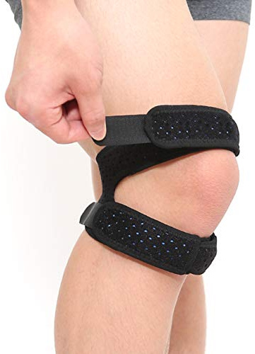 Kniebandage aus Neopren, rutschfest, mit Gummiband, für Laufen, Sport, Schwarz