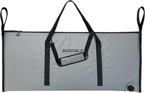 Buffalo Gear Insulated Fish Cooler Bag Portable Fish Kill Bag Keep Ice-cold More Than 48 Hours,40×18in Grey