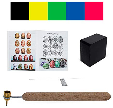 Kit de decoración de huevos de Pascua ucraniano con punta de latón fino de 0,3 mm, kistka de latón, cera de abejas, 5 tintes, alambre de limpieza e instrucciones.