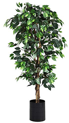 DREAMADE 180 cm künstlich Zimmerpflanze mit Topf, Kunstbaum mit 1008 Blättern & Echtholzstamm, Dekopflanze für Zuhause Garten Büro, immergrün & pflegeleicht, inkl. Topfabdeckung