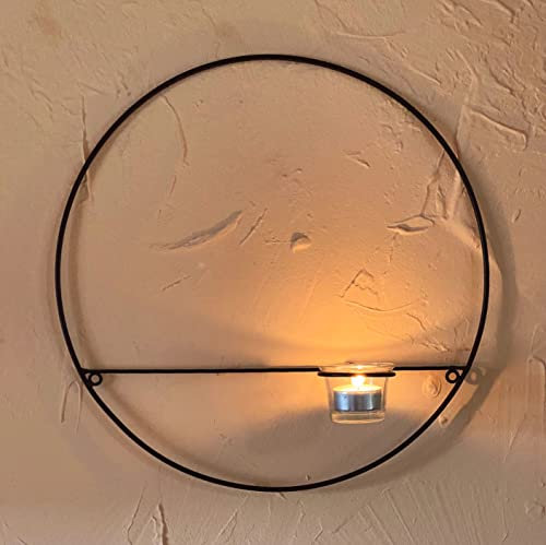 DanDiBo Wandteelichthalter Teelichthalter Wand Rund Ø 36 cm Wandkerzenhalter Metall Schwarz Teelicht Wandleuchter Schmiedeeisen