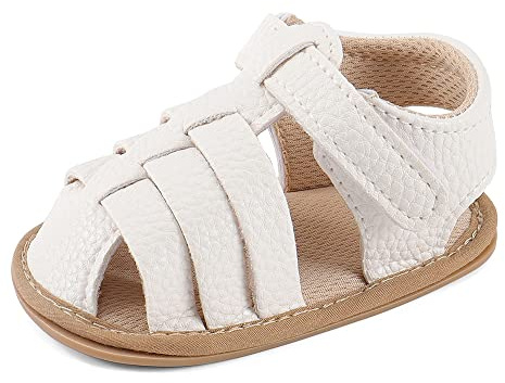 MASOCIO Sandale Bebe Fille Garcon Ete Chaussure Premiers Pas Bébé Garçon Sandales Taille 20 Antiderapant 12-18 Mois Blanc