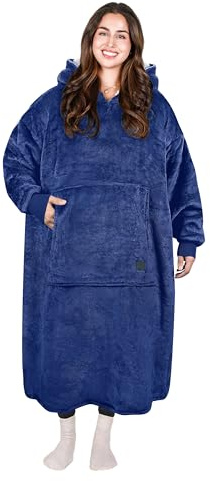 Catalonia Classy Extra Lange Sherpa Hoodie Decke, Flauschige Übergroße Kuscheldecke mit Ärmeln und Kapuze, Warme Großes Kapuzendecken, Tragbare Decke zum Anziehen als Geschenkidee für Damen Herren