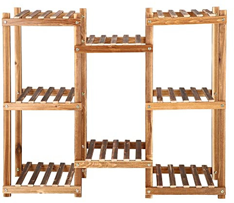 SPRINGOS Porta Piante in Legno 5 Livelli Scaffale per Fioriere Interno Esterno Portavaso per Vasi da Fiori per Balcone Giardino Soggiorno