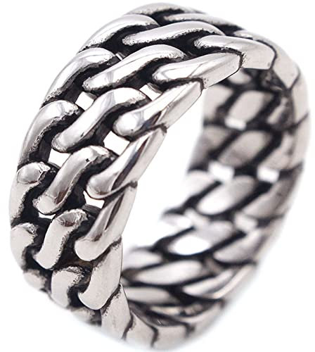 Banemi Vorsteckring Silber, Herren Ringe Edel Titan Edelstahl Silber Vintage Kettenring Vatertagsgeschenk Ringe Größe 57 (18.1)