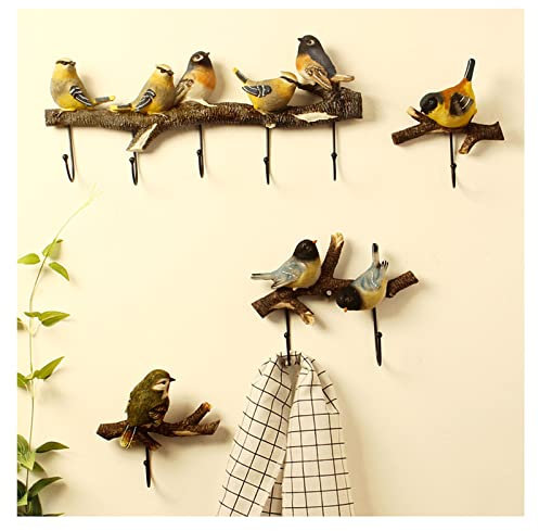 Cashwise Kreativer Vogel-Kleiderhaken, an der Wand befestigter Kleiderständer aus Kunstharz, Wandhaken für Schlüssel, Hut, Handtuch, Tasche, Schlafzimmer, Tür, Dekoration, Geschenk