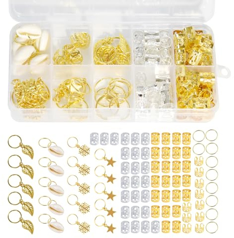 90 Pieces Hair Jewelry for Braids Dreadlocks Beads Braid Hair Rings Cuffs Clips Dreadlocks Accessories