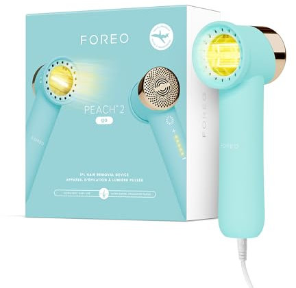 Depiladora IPL de viaje FOREO PEACH 2 go - Depiladora luz pulsada duradera para cuerpo y rostro - Alternativa para depiladora laser - Rápida y sin dolor - Sistema de enfriamiento - Arctic Blue