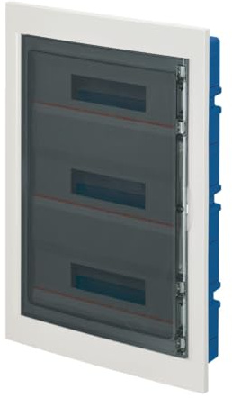 Centralino ad incasso, per cartongesso, 54 (3x18) moduli, bianco, IP40, sportello in policarbonato fume' - Elettrocanali EC63554B
