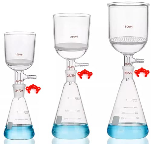 Equipo de filtración de embudo de Brinell de laboratorio G3 unidad de destilación de filtración al vacío de laboratorio, embudo de filtración de núcleo de arena y matraz cónico (1000ml)