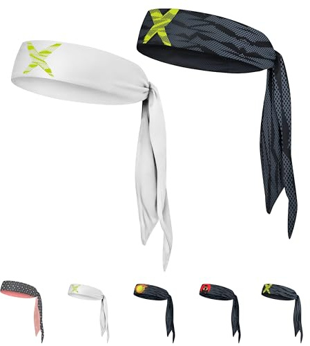 Bandana Stirnband Kinder 2er-Set 80 × 5 cm – Neon X Weiß/Schwarz