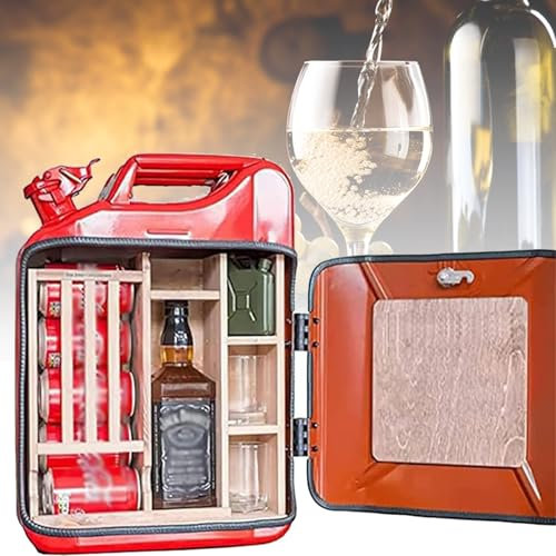 Lnlscle Ölfass-Champagner-Minibar, Mobiler 20-Liter-Whisky-Barschrank, Tragbare, Geschichtete, Organisierte Aufbewahrungsbox Für Bier, Wein, Cocktails, Weingläser, Getränke