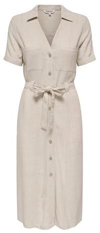 ONLY Damen Onlsiesta Ss Linen Bl Shirt Dress PNT, Moonbeam, X-Large