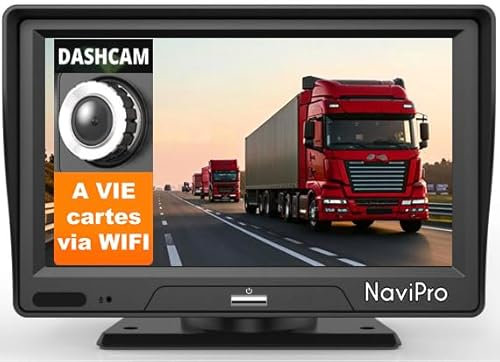 GPS Poids Lourd 7 Pouces NaviPro Assist GPS pour Camion, Bus, Voiture, Europe 48 Pays, Caméra de Route Intégrée, Dashcam HD, Mise à Jour Gratuite à Vie