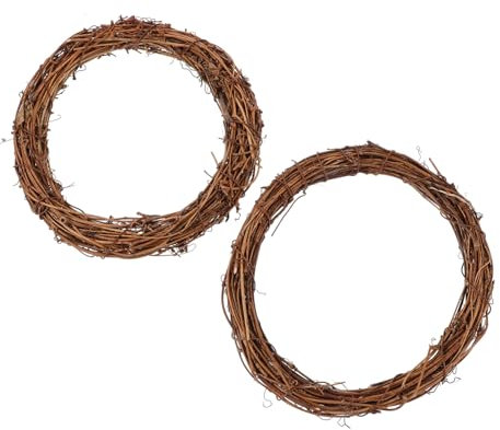 Cabilock 2st Weihnachtstraubenkranz Rahmen Grober Kranz Natürlicher Weinkranz -Kranz Korb Hängender Kranz Weidenkranz Formen Kranz Aus Weinrebenzweigen Weihnachtstürkranz Rattan