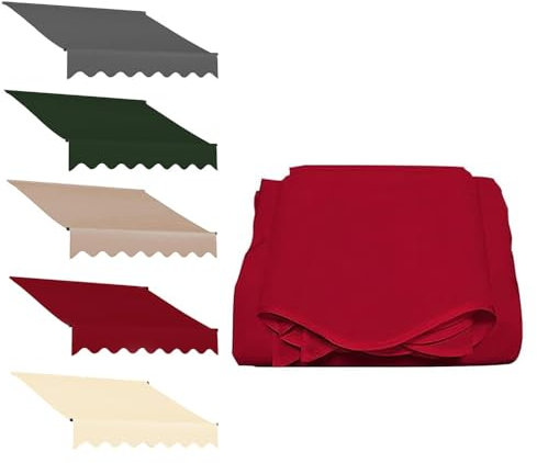 Ersatzstoff für Outdoor-Tischmarkise, wasserdicht, für Terrasse, manuelle Markisen, Segeltuch, 300 x 245 cm, Rot