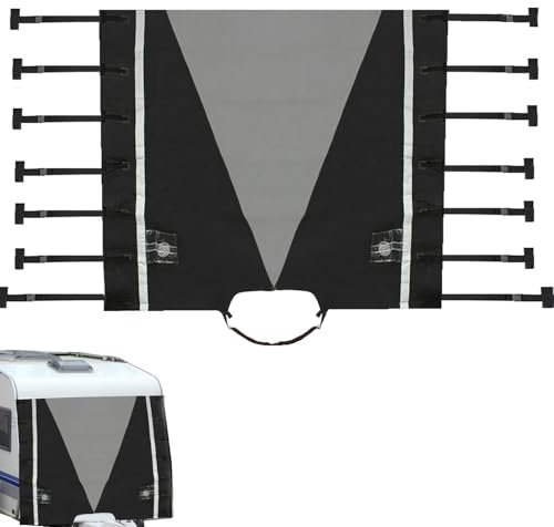 Housse de protection pour caravane de voyage – Protection avants réglable avec lumières LED | Housse de camping-car coupe-vent et résistante auxs déchirures, outil de protection du véhicule, accessoir