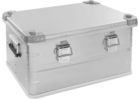 banborba 50L Aufbewahrungsbox aus Aluminiumlegierung, Aluminiumbox mit 1 mm Wandstärke, Stapelbar Metallbox mit Deckel, Transportbox, Lagerbox, Werkzeugkiste (Silber)